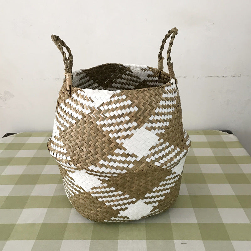Straw Fruit Folding Basket Kitchen Organizing Decoration