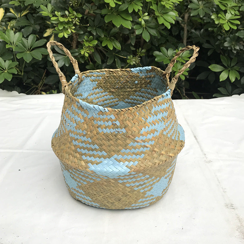 Straw Fruit Folding Basket Kitchen Organizing Decoration